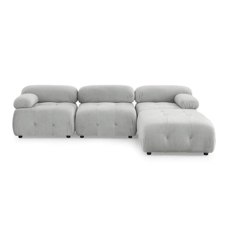 Modular Sectional Sofa, Button Tufted Designed and DIY Combination,L Shaped Couch with Reversible Ottoman, Ivory Teddy Fabric
