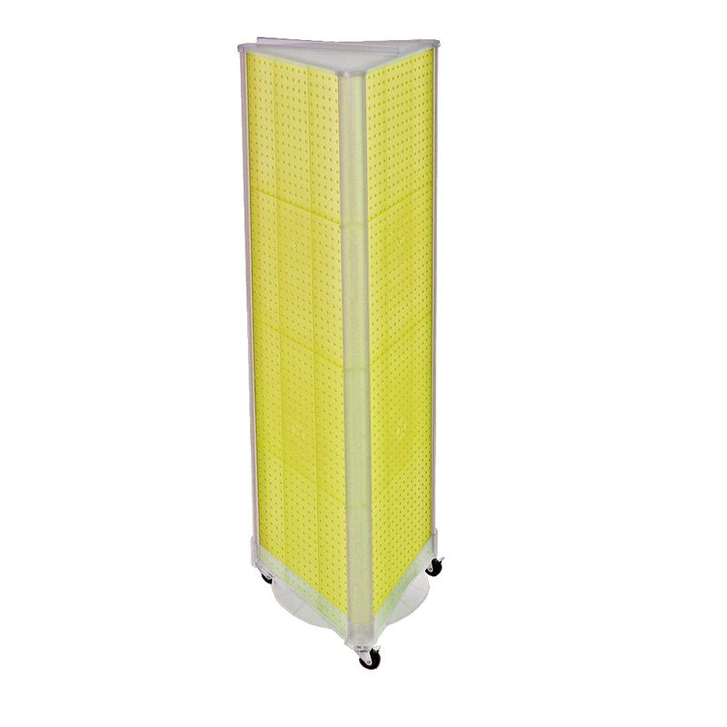 Three-Sided Pegboard Tower Floor Display on Wheeled Base. Panel Size: 16"W x 60"H