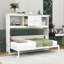 Lit escamotable 1 place en bois avec station de charge et tablettes-962724822