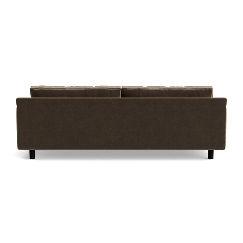 Banc Hunter sans passepoil, canapé 90 avec fini en bois, H 32 po x l 90 po x P 39 po, Velours performance - loutre, Black