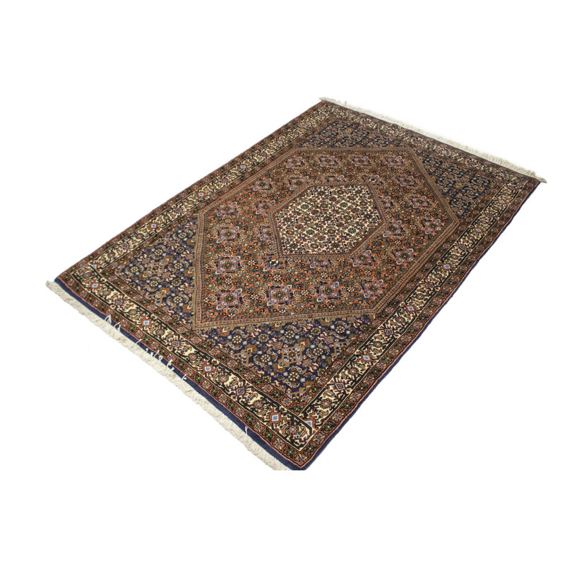 One-of-a-Kind Rectangle 3'8" X 5'6" 1980s Wool Area Rug in Orange/Beige/Blue