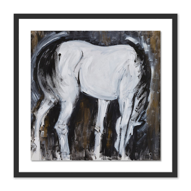 «White Horse II» par Donna Bernstein - reproduction sur papier, H 24 po x l 24 po x P 1,5 po, Noir