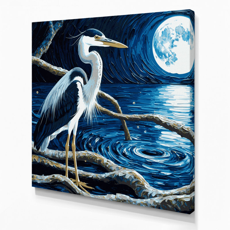 Oiseaux, art mural sur toile bleu, H 12 po x l 12 po