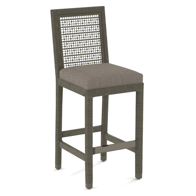 Pine Isle Bar Stool, Sunbrella Blue Pinstripe; 6205-64, Greystone