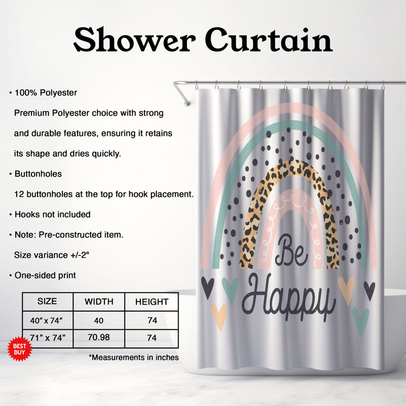 Rideau de douche 1 pièce Boho Dream, H 74 po x l 40 po