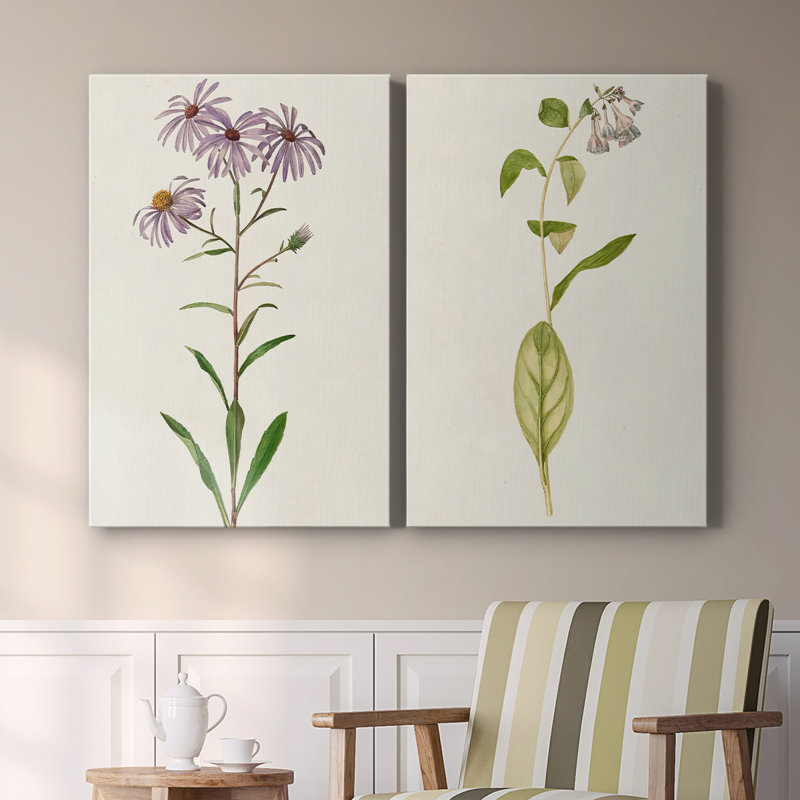 Mauve Garden Flowers III - Toile tendue avec châssis de qualité supérieure - Prêt à accrocher