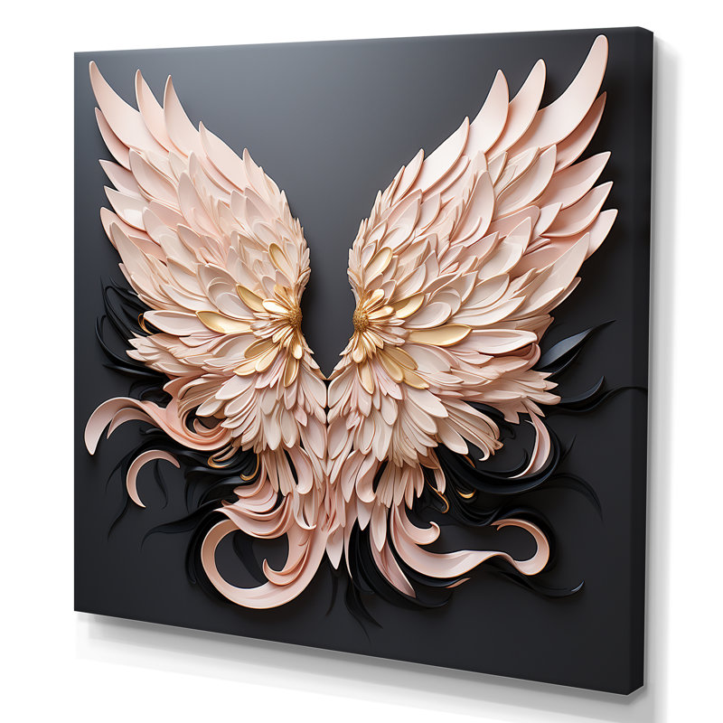 Décoration murale ailes d'ange minimalisme - Femme déesse, Toile tendue, H 36 po x l 36 po x P 1,5 po
