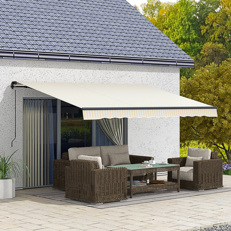 Auvent rétractable Outsunny 13 pi x 10 pi, L 156 po x P 120 po, Beige