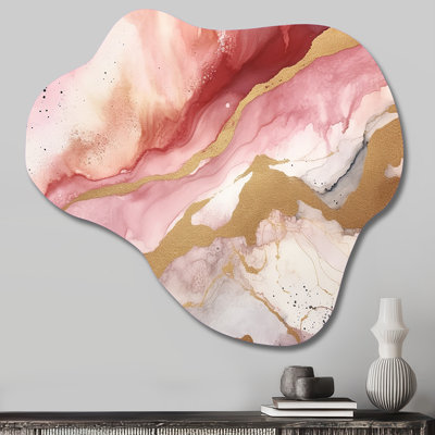 «Rose and Gold Enchanted Spills I», art mural abstrait en métal, sculpture murale en métal nuage
