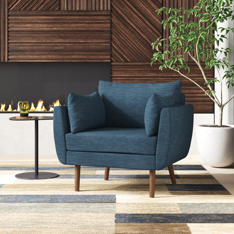 Fauteuil club en polyester 37,5 po Arleaner, Polyester bleu marine