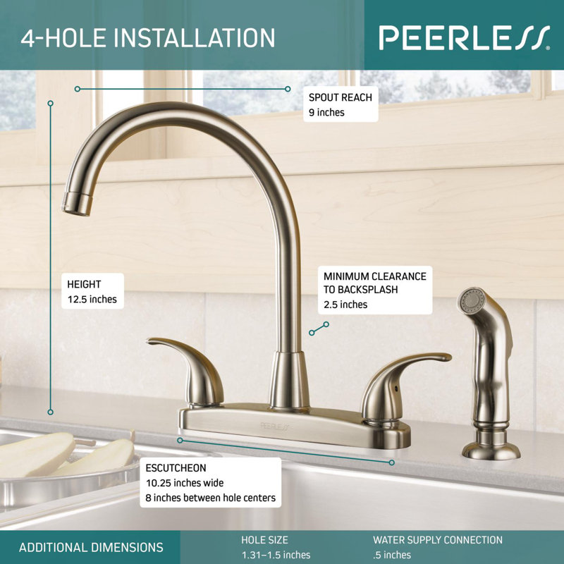 Peerless Faucets Kitchen Faucet, Stainless Steel