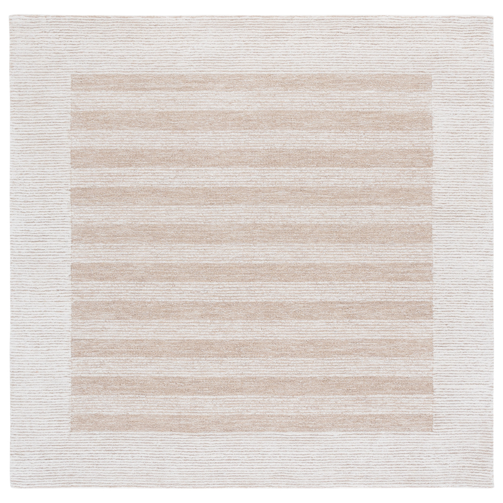 Hand-Tufted Striped Wool Rug, Square 6'