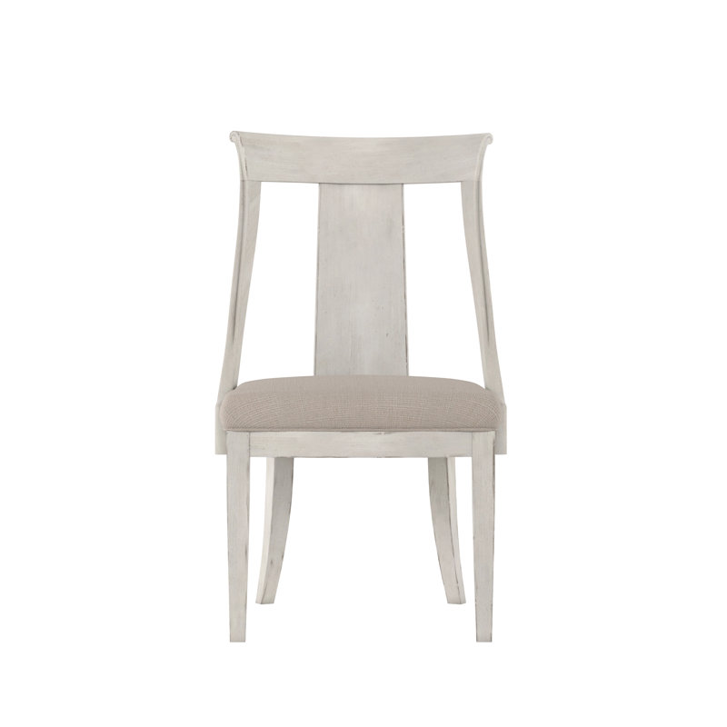 Belgian Ivory Linen Upholstered Wood Side Chair