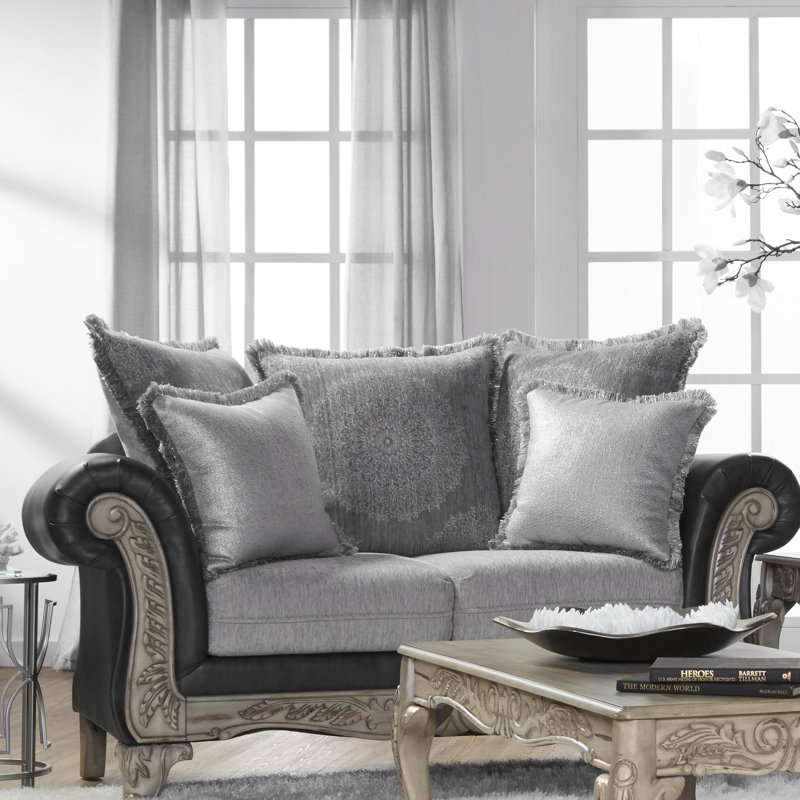 Duplantis Rolled Arm Sofa with Reversible Cushions, Ebony, 40" H x 93" W x 23" D