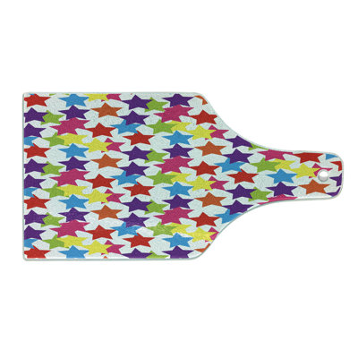 Ambesonne Rainbow Tempered Glass Cutting Board Funky Stars Room Multicolor