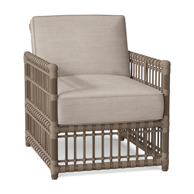 Newport Arm Chair with Cushions, Dove Sunbrella Linen, Welt, Newport #66 Burlap