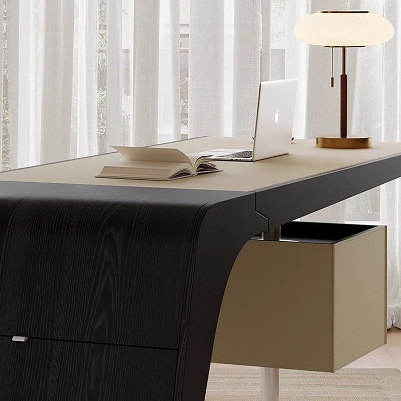 Bureau moderne en bois massif minimaliste italien moderne, H 29,5 po x l 86,6 po x P 27,6 po
