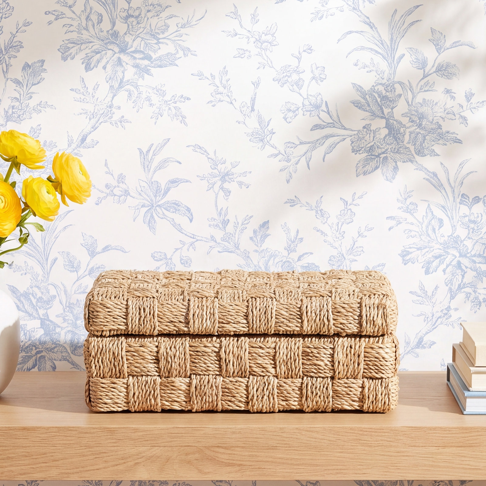 Abaca Rope Decorative Box, 4" H x 10.75" W x 6.5" D