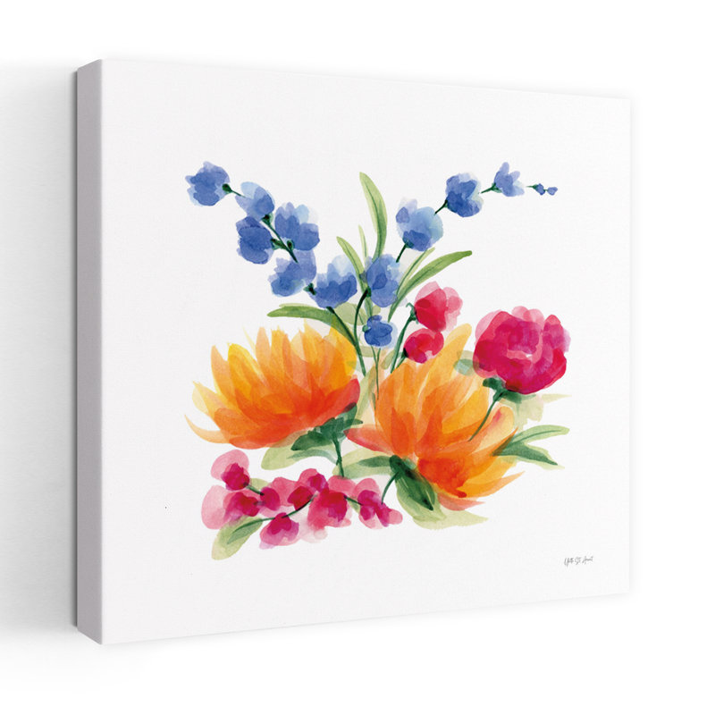 «Contemporary Spring Is Blooming Iv» avec art floral bleu, H 18 po x l 18 po