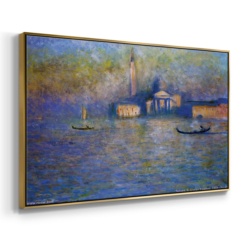 San Giorgio Maggior, Twilight, 1908, reproduction d'art sur toile, H 25 po x l 37 po x P 2 po, Or