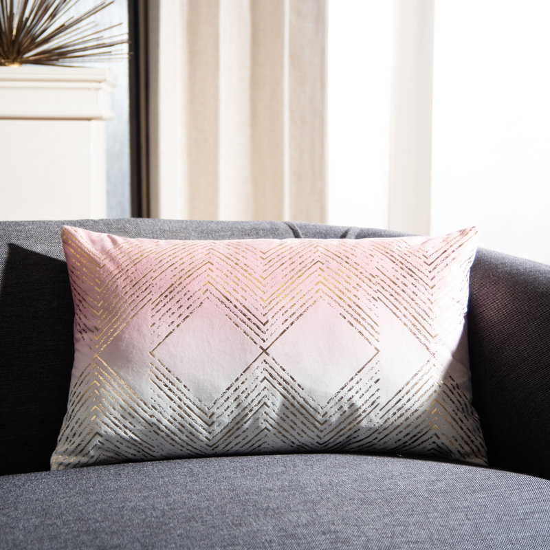  Geometric Lumbar Pillow, Blush
