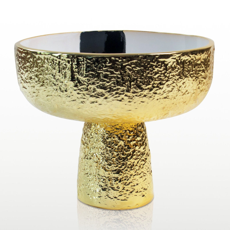 Bianco Nero Pedestal Bowl, 8"