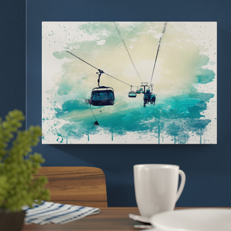 Ski Lift Skiing Snowboarding - Wall Art, 70cm H x 100cm W, Wrapped Canvas