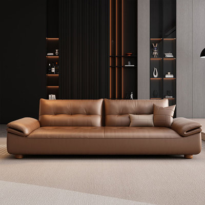Causeuse-coussin standard en cuir véritable brun