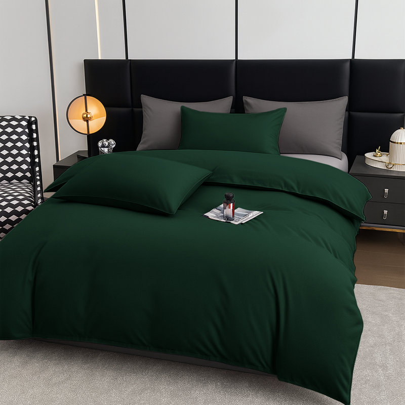 Aspire Homeware Ultra Soft 4 Piece Hotel Quality Dyed Duvet Bedding Set with Pillowcases and Fitted Sheet, Emerald