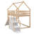 Twin Over Twin House Bunk Bed with Slide and Storage Staircase, Climbing Ramp, Guardrails-1756020411