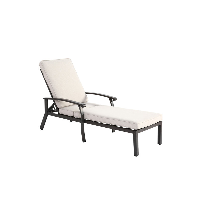 Chaise longue en fonte d'aluminium roulée beige avec tissage croisé et réglable, matériau, taille de l'emballage: 41,73 po x 24,41 po, 12,99 po, poids: roues de 40,79 lb, tissage, dimensions