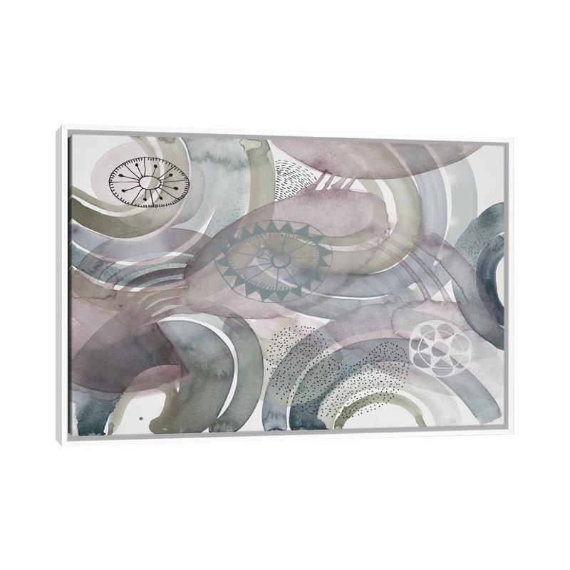 Joyful Spheres I by Faith Evans-Sills - Painting on Canvas, 101.6 cm H x 66.04 cm W, White Framed