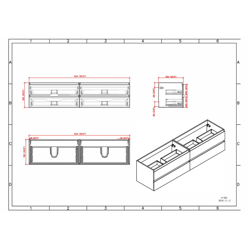 Amreeta 83.3" Wall-Mounted Double Bathroom Vanity Set, White