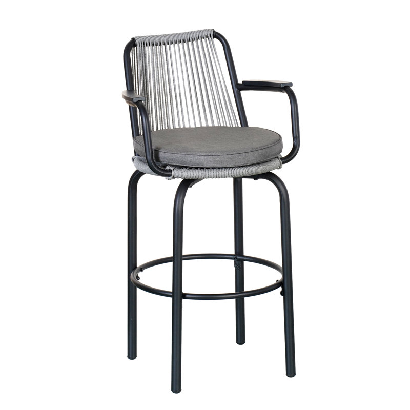 Ensemble de tabourets de bar d'extérieur Jaiden, Gris, Noir, noir, noir, noir