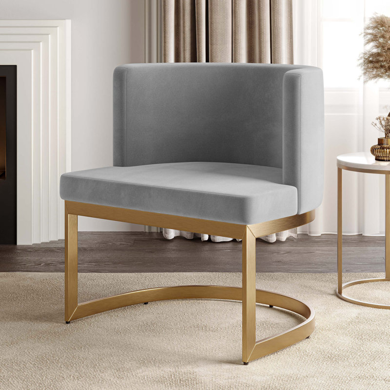 Chaise d'appoint 26,77 po, Or, Velours gris