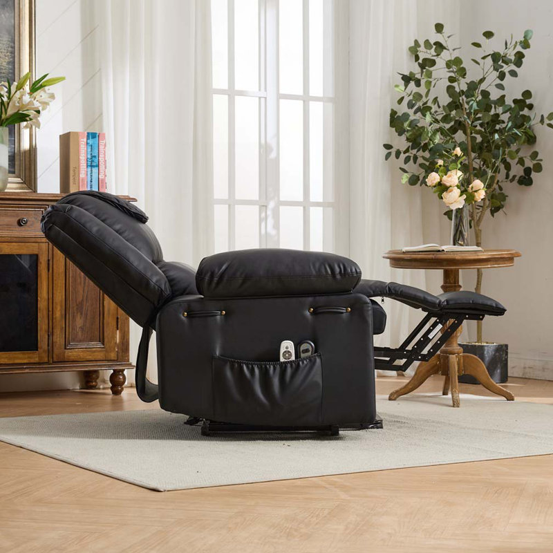 Fauteuil inclinable à télécommande chauffant et chauffant, Noir