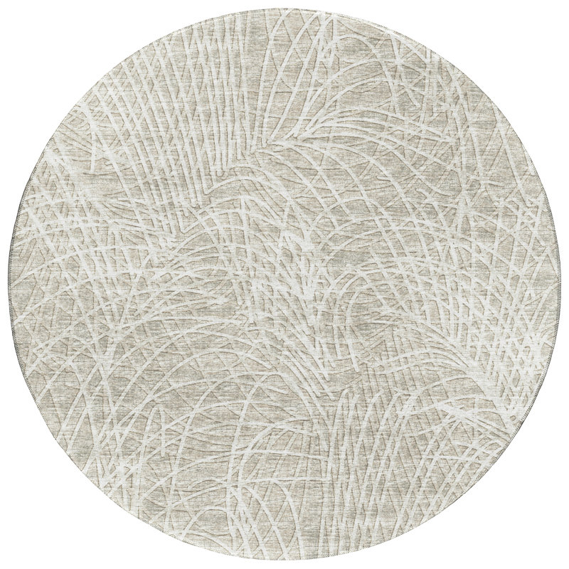Chenille Abstract Indoor / Outdoor Rug, Round 8'