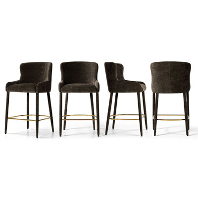 Tabouret de comptoir à oreilles 26,5 po avec repose-pieds doré Chenille