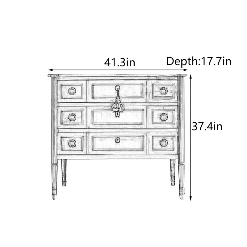 Console en bois massif French Light Luxury