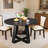 43 Inch Round Wood Dining Table for 4-6, Farmhouse Kitchen Table With Cross Pedestal & Storage Shelf for Kitchen and Dining Room- Black-1189193975-1189193978