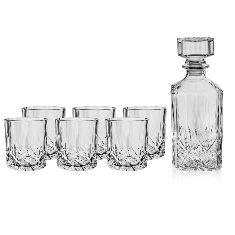 Loriece Crystal 7 - Piece Whiskey Decanter Set