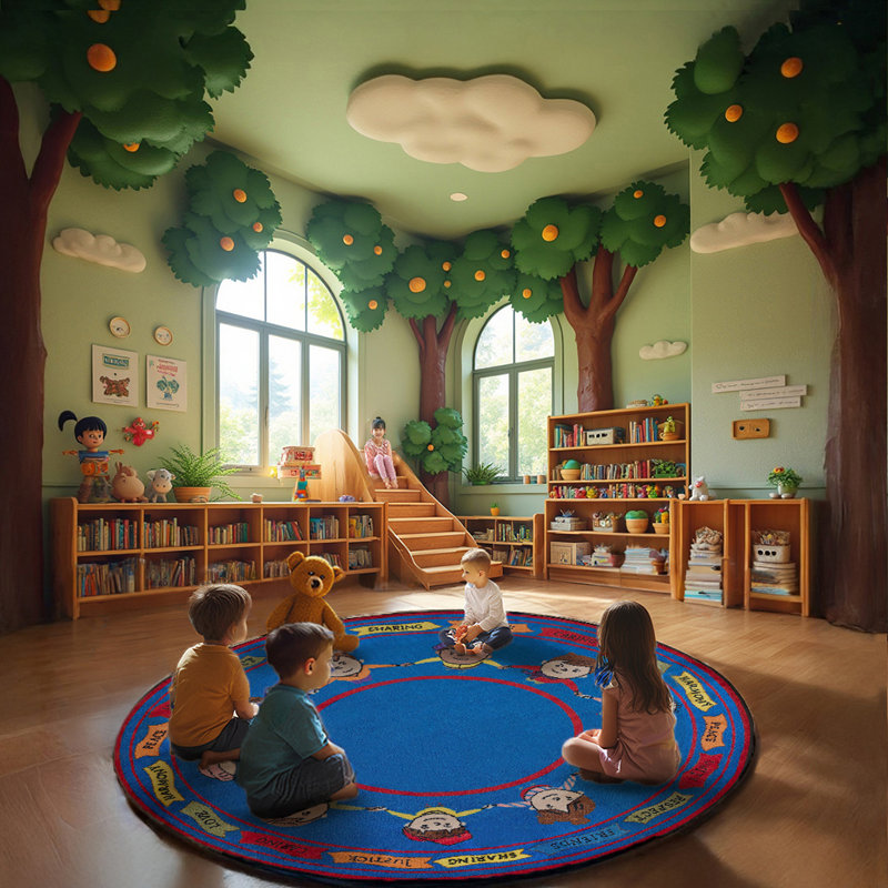 Tapis de salle à manger rond 6 pi KidCarpet | Tapis pour enfants