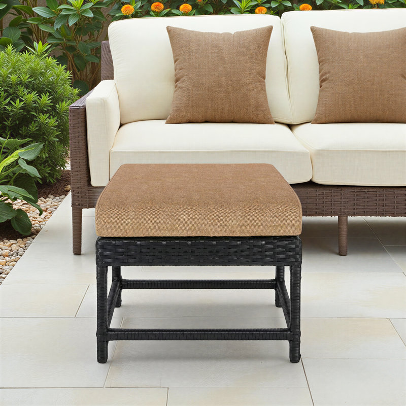 Sunbrella® Outdoor Ottoman Cushion, Sunbrella® Canvas Heather Beige, 4" H x 22" W x 20" D