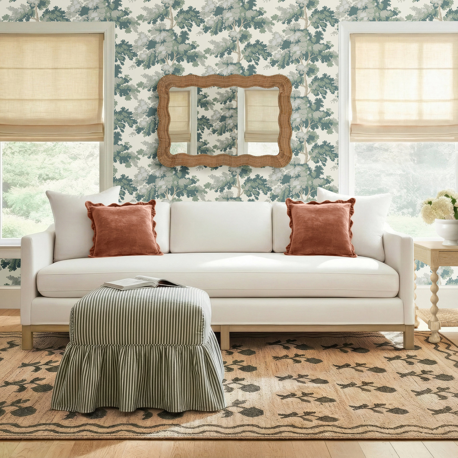Cami 91'' Upholstered Sofa, White Polyester Blend