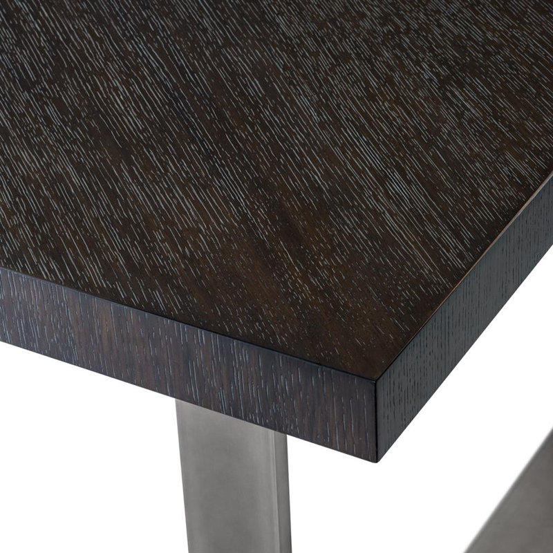 Borghese Solid Oak Dining Table, Charcoal Oak/Black Nickel, 43.3071" W x 98.4252" L