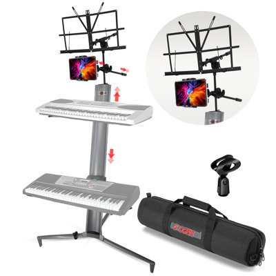 5 Core Keyboard Stand 2 Tier Column for 61/76/88 Key board Heavy Duty Aluminum Build Stands