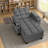 Convertible Chaise Lounge Chair Single Sleeper with USB&Type-C, 2 Cup Holders, Side Table, Under-seat Storage&Storage Armrests-467357242
