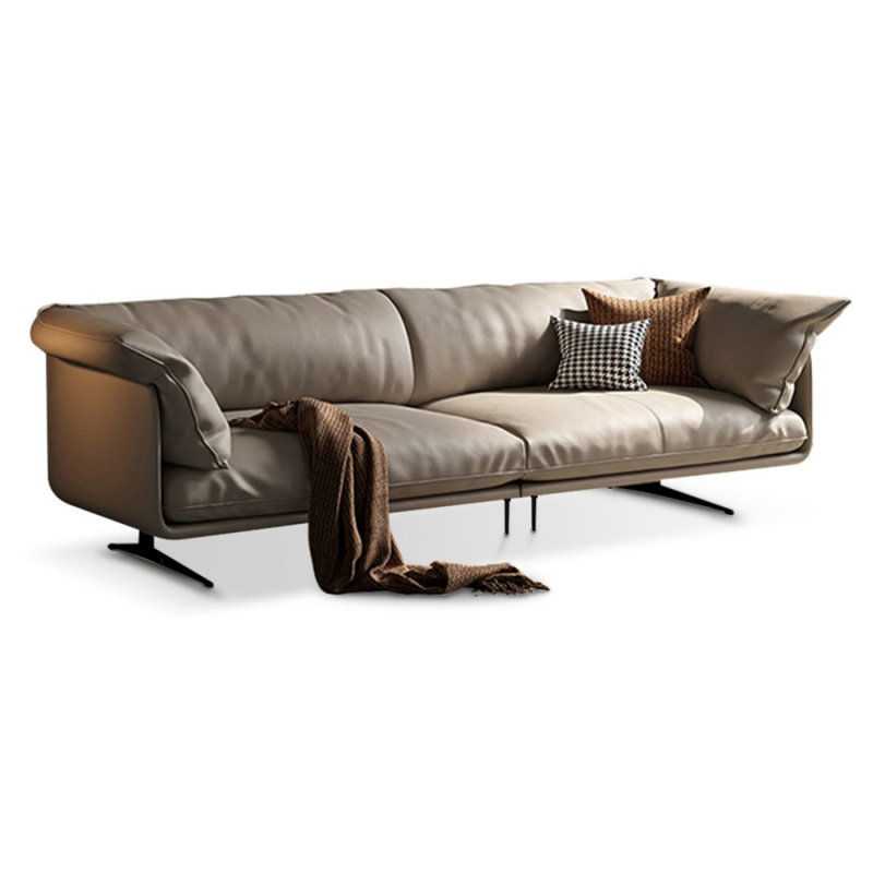 Canapé modulaire kaki en cuir véritable, H 33,46 po x l 109,45 po x P 38,98 po, 4