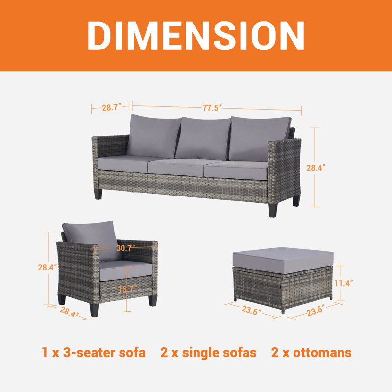 Balcorne 7 - Person Patio Conversation Set with Cushions, Gray