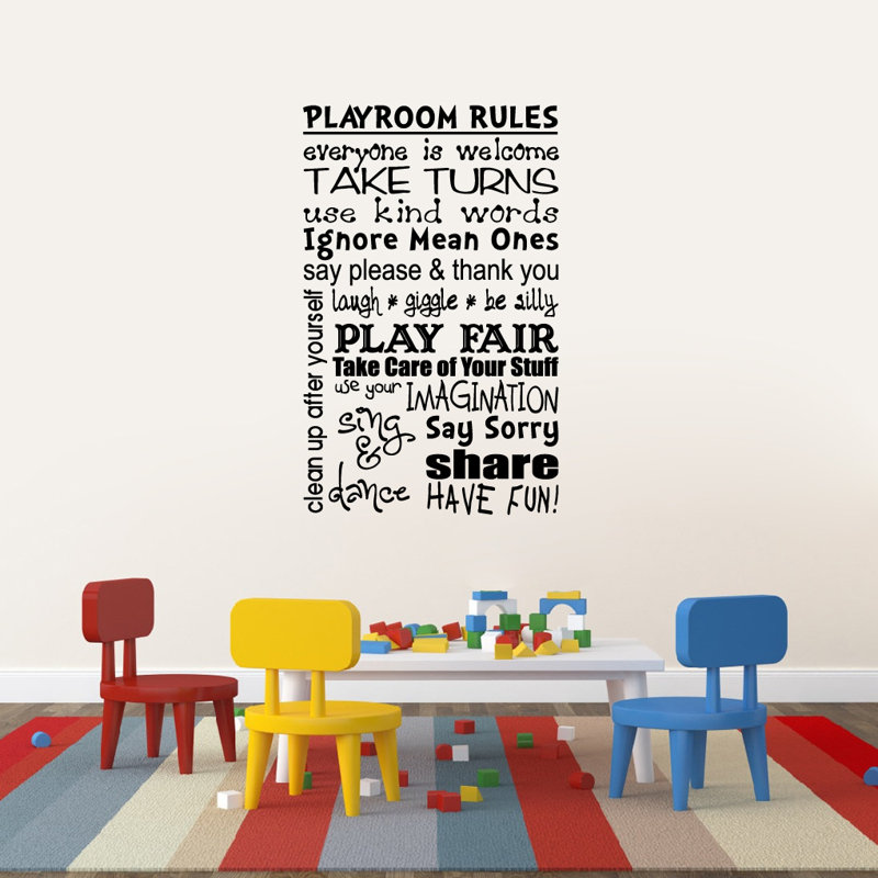 Adhésif décoratif « Playroom rules », Noir